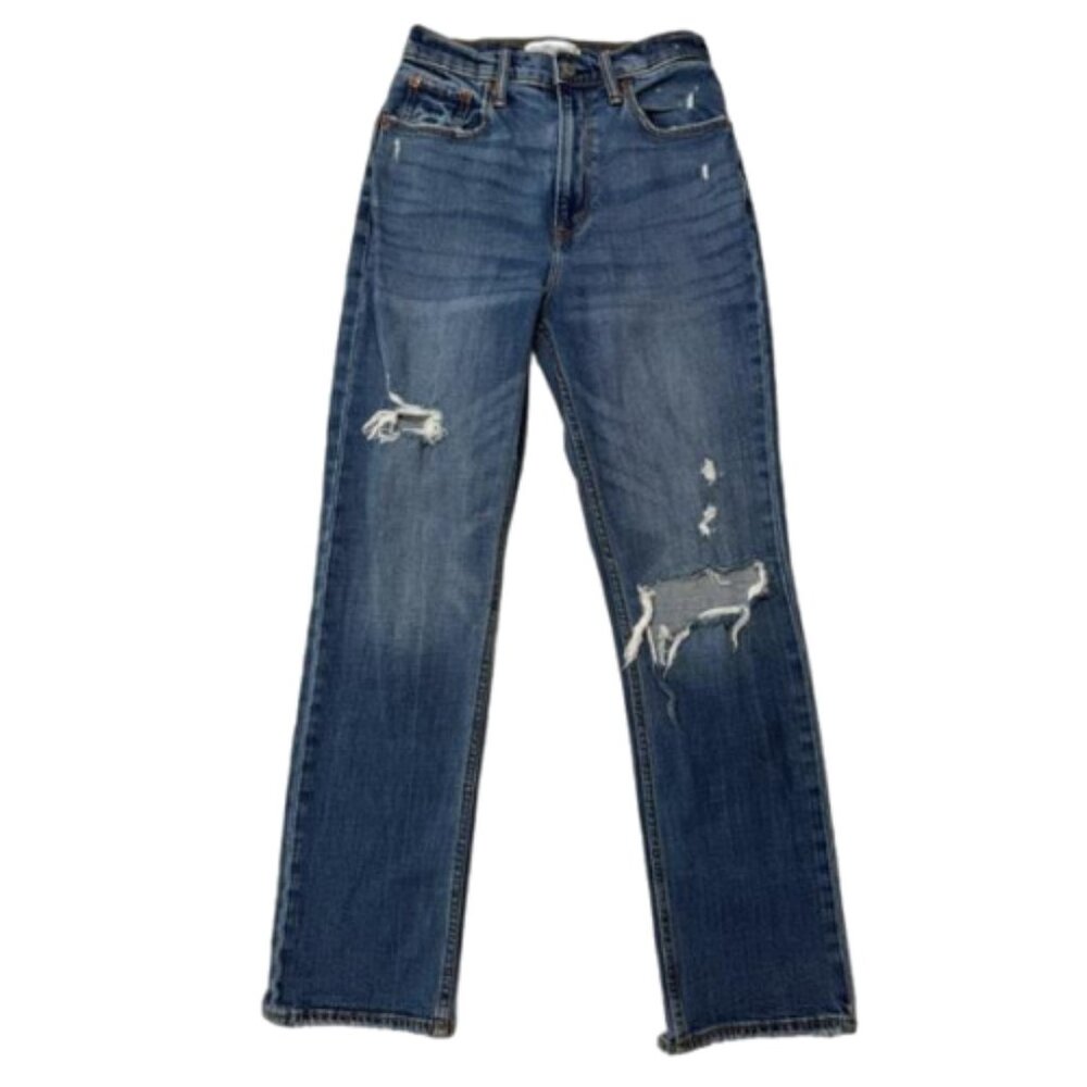 Abercrombie & Fitch The Ankle Straight High Rise Distressed Jeans Size 2L #1705
